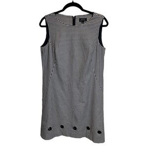 Tahari Arthur S Levine Sleeveless Black White Gingham Dress Sz 6 Work‎ Cocktails